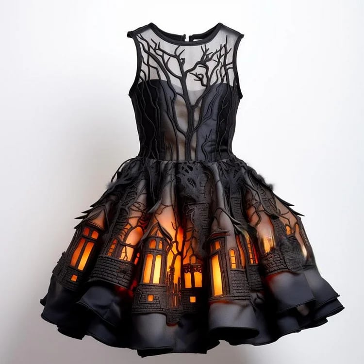 These stunning Halloween Silhouette Dresses Will Light Up Your Spooky Season!(Glow is a picture effect) - naotstore