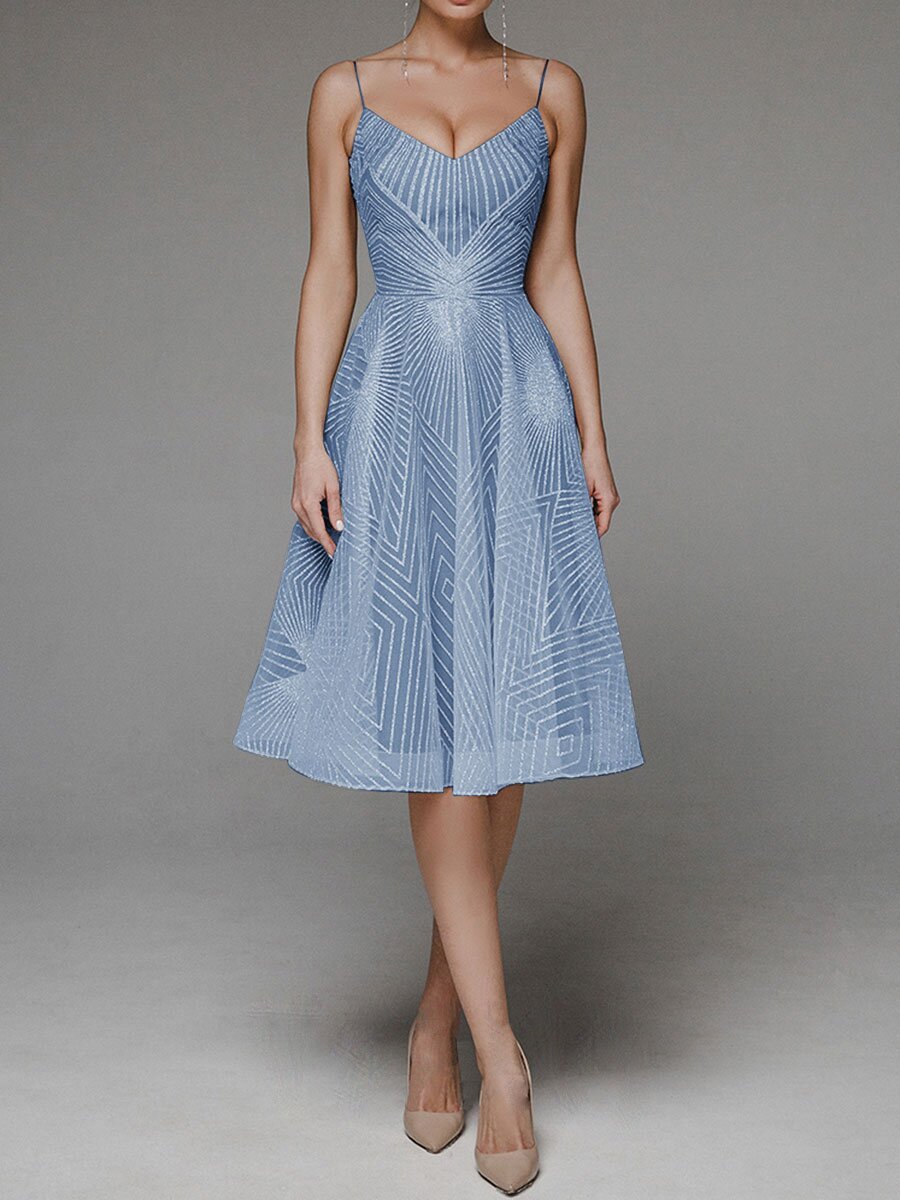 Stylish V-neck slip dress with subtle shimmer