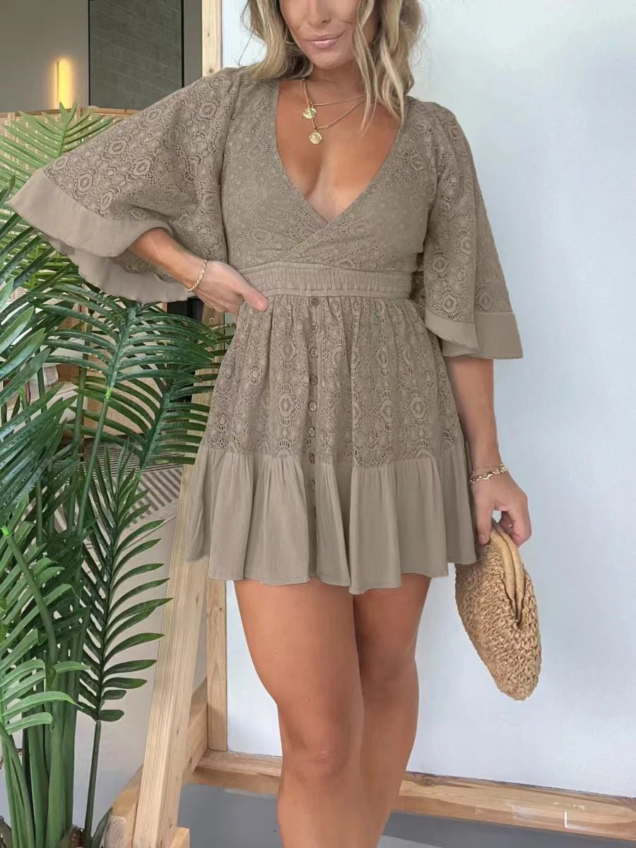 🔥This week's hot selling product - Open Back Lace Crochet Romper Dress - naotstore