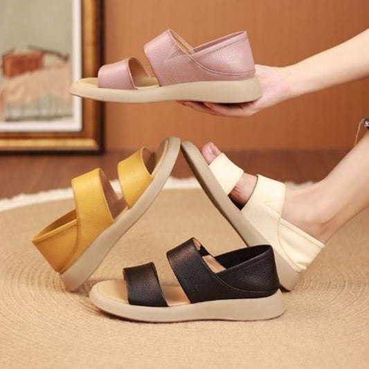 Summer platform women's fashion genuine leather flat sandals
