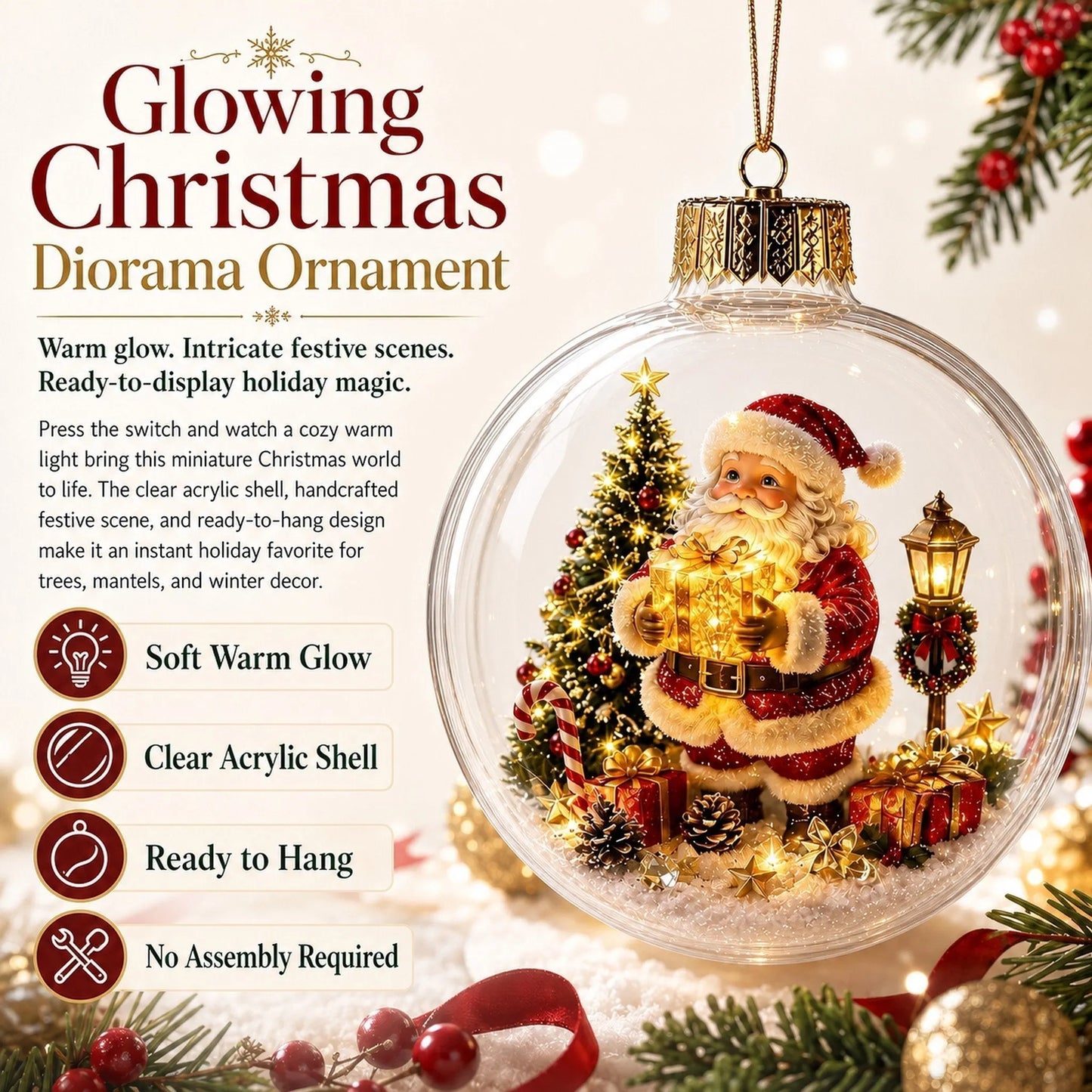 🎄Glowing Christmas Diorama Ornament✨Tiny Winter World Decor