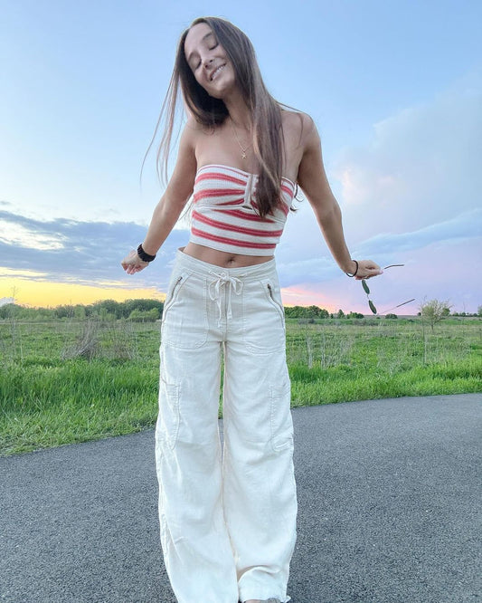 Naotstore - Linen-Blend Wide-Leg Cargo Pant
