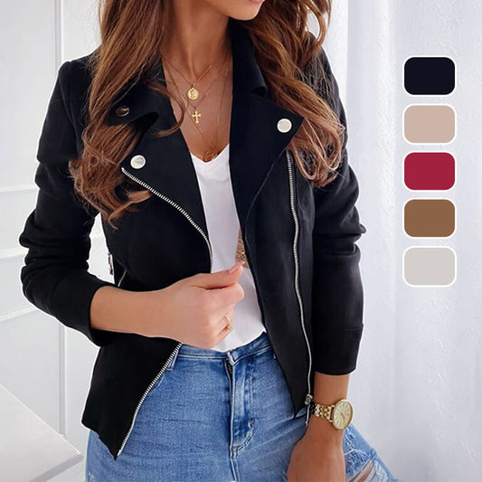 Naotstore - Women's Faux Suede Biker Jacket