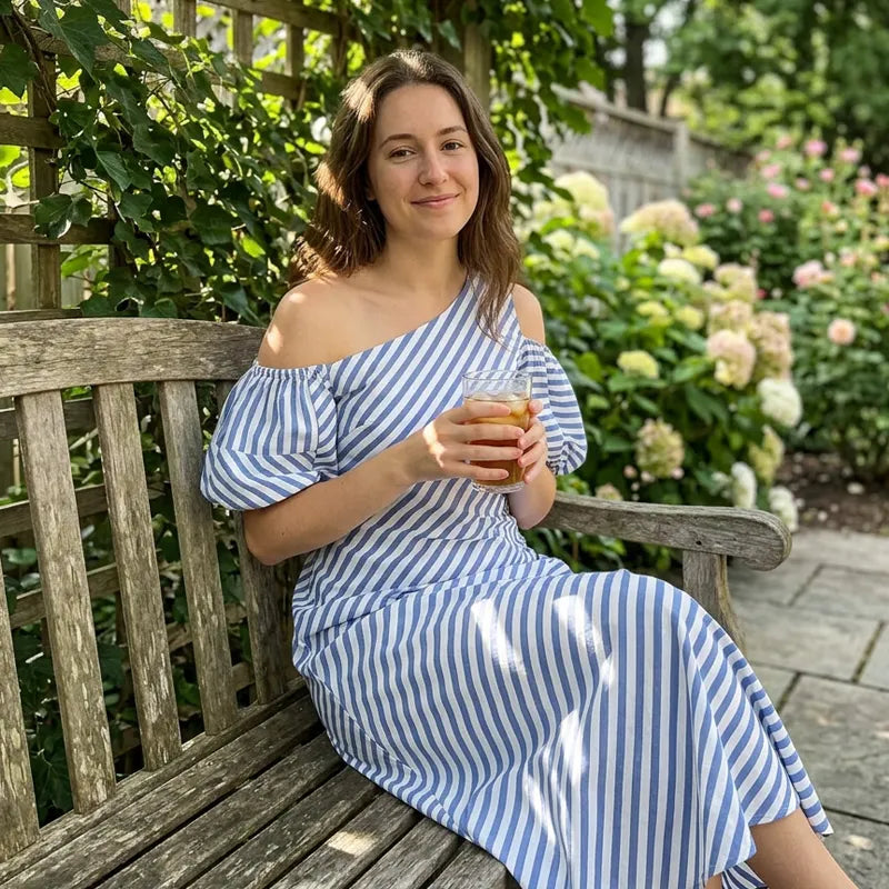 👗Summer Fashion Striped Off-Shoulder Dress