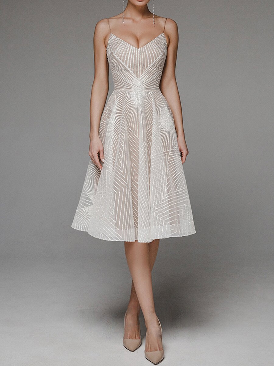 Stylish V-neck slip dress with subtle shimmer