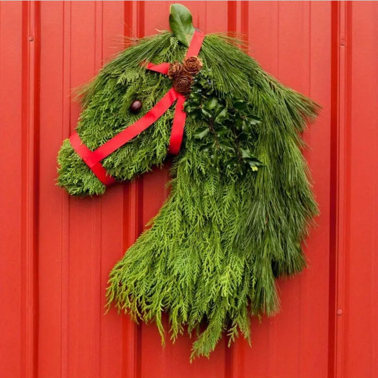 Naotstore - Winter Wreath Farmhouses Horse Head Christmas Wreath