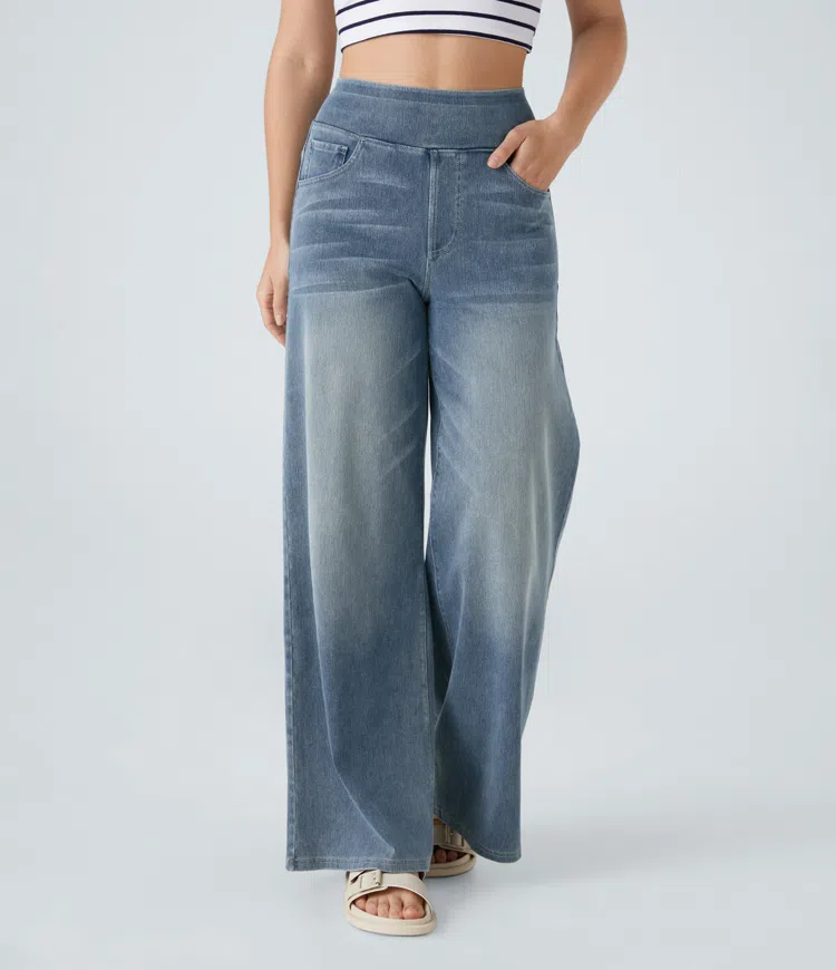 Naotstore - Super Stretch High-Waisted Wide Leg Jeans