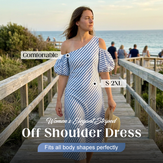 👗Summer Fashion Striped Off-Shoulder Dress