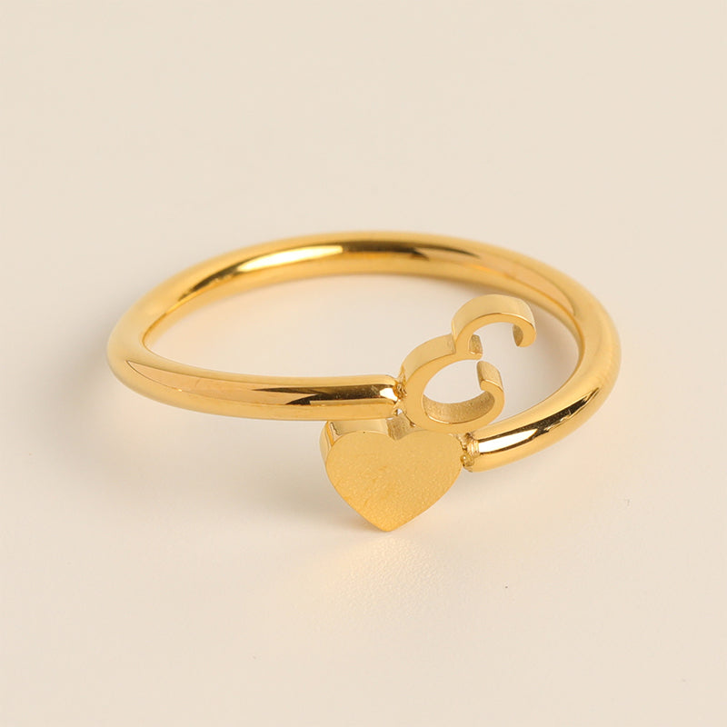 Dainty Initial Heart Ring - naotstore
