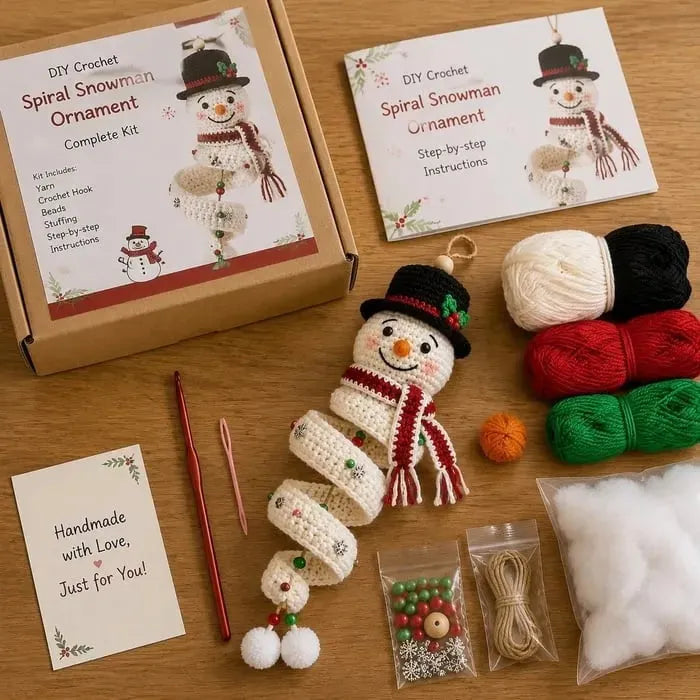 🧶☃️ DIY Crochet Spiral Snowman Ornament Kit ☃️ Cute Christmas Project