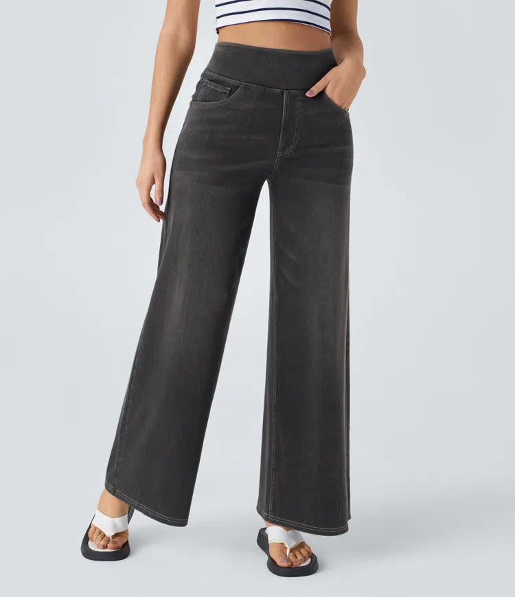 Naotstore - Super Stretch High-Waisted Wide Leg Jeans