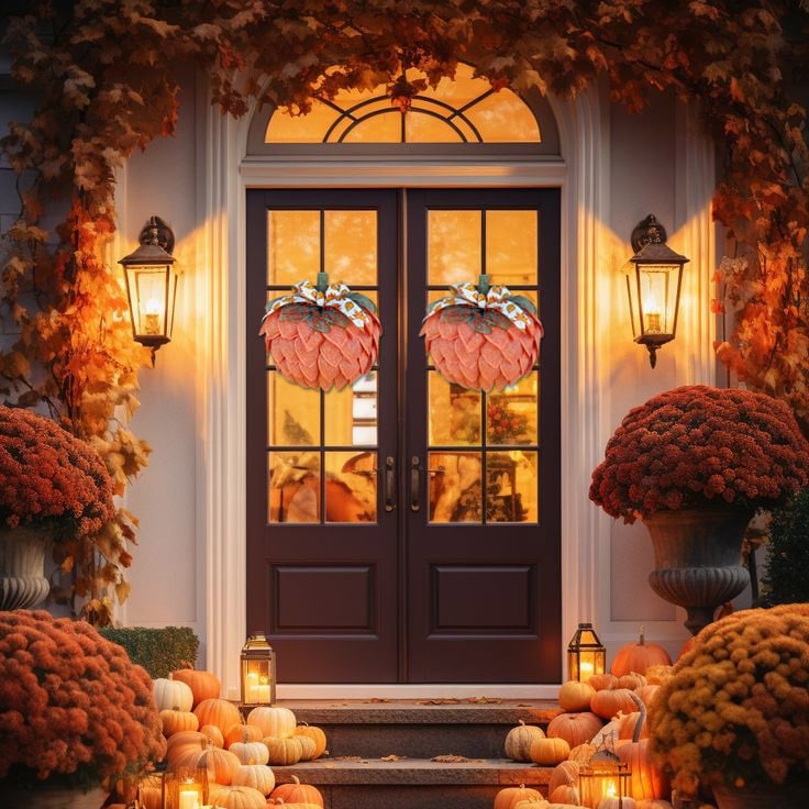 🍁Last day! 💥Special sale - Farmhouse Pumpkin Wreath For Front Door - naotstore