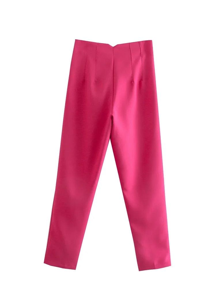 Naotstore - Straight Pants High Waist Zipper Fly Trousers