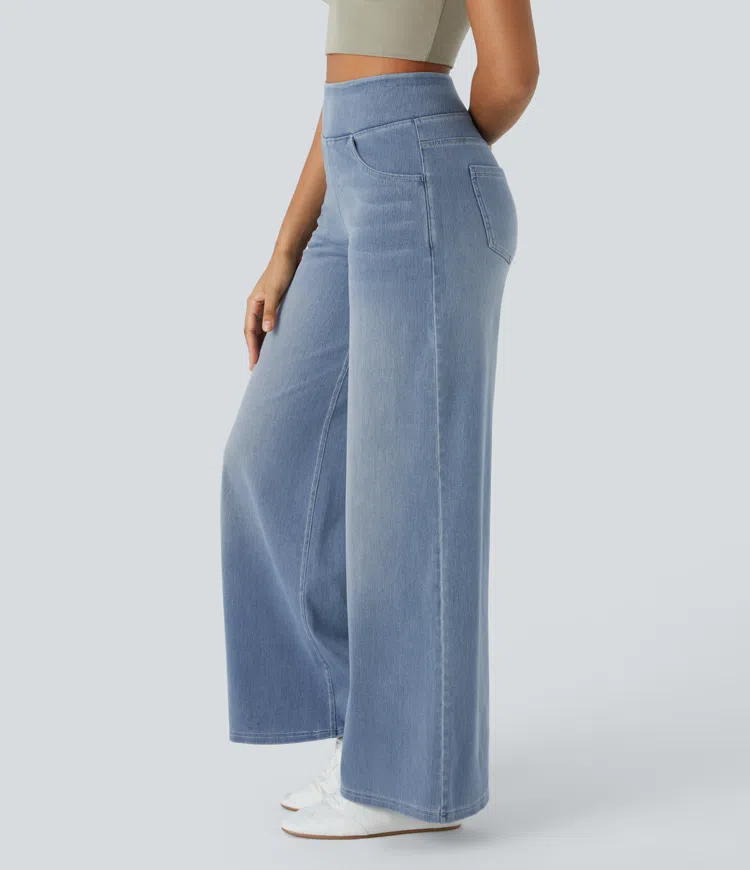 Naotstore - Super Stretch High-Waisted Wide Leg Jeans