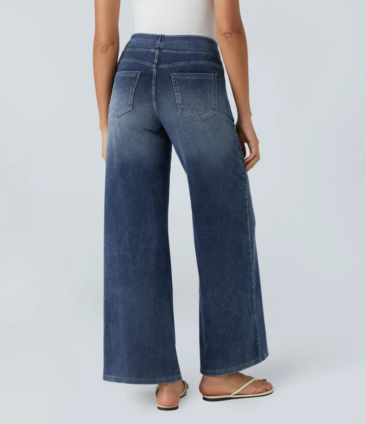 Naotstore - Super Stretch High-Waisted Wide Leg Jeans