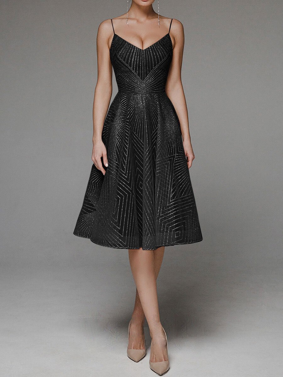 Stylish V-neck slip dress with subtle shimmer