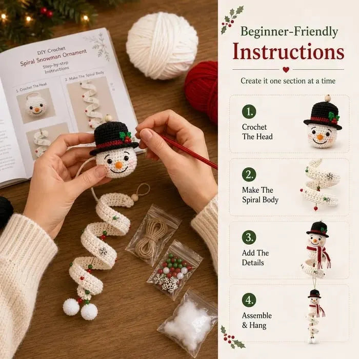 🧶☃️ DIY Crochet Spiral Snowman Ornament Kit ☃️ Cute Christmas Project