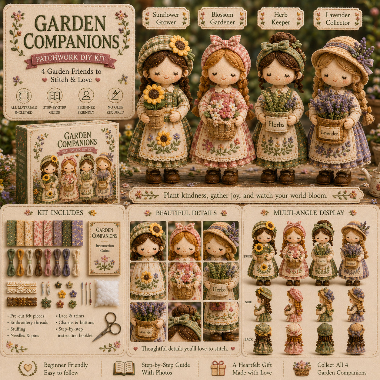 🧵👧Tiny Worlds Patchwork DIY Kit – Cute Mini Fabric Scene Craft Set