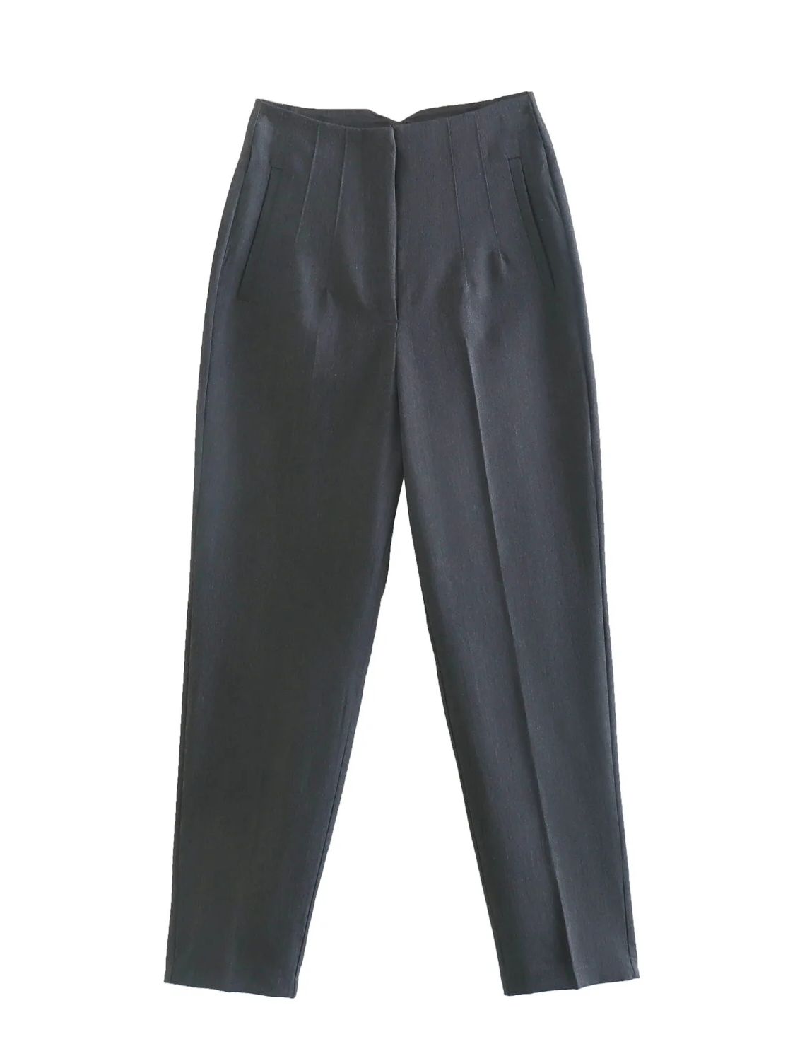 Naotstore - Straight Pants High Waist Zipper Fly Trousers