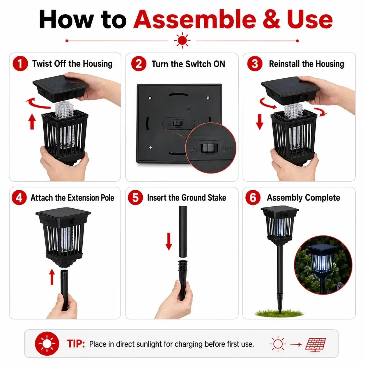 ☀️🦟Outdoor solar-powered UV mosquito killer lamp