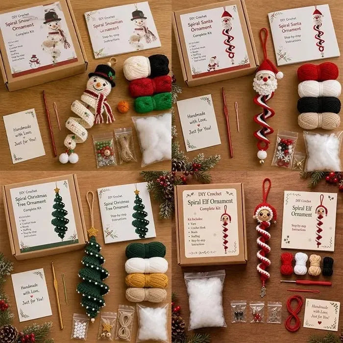 🧶☃️ DIY Crochet Spiral Snowman Ornament Kit ☃️ Cute Christmas Project