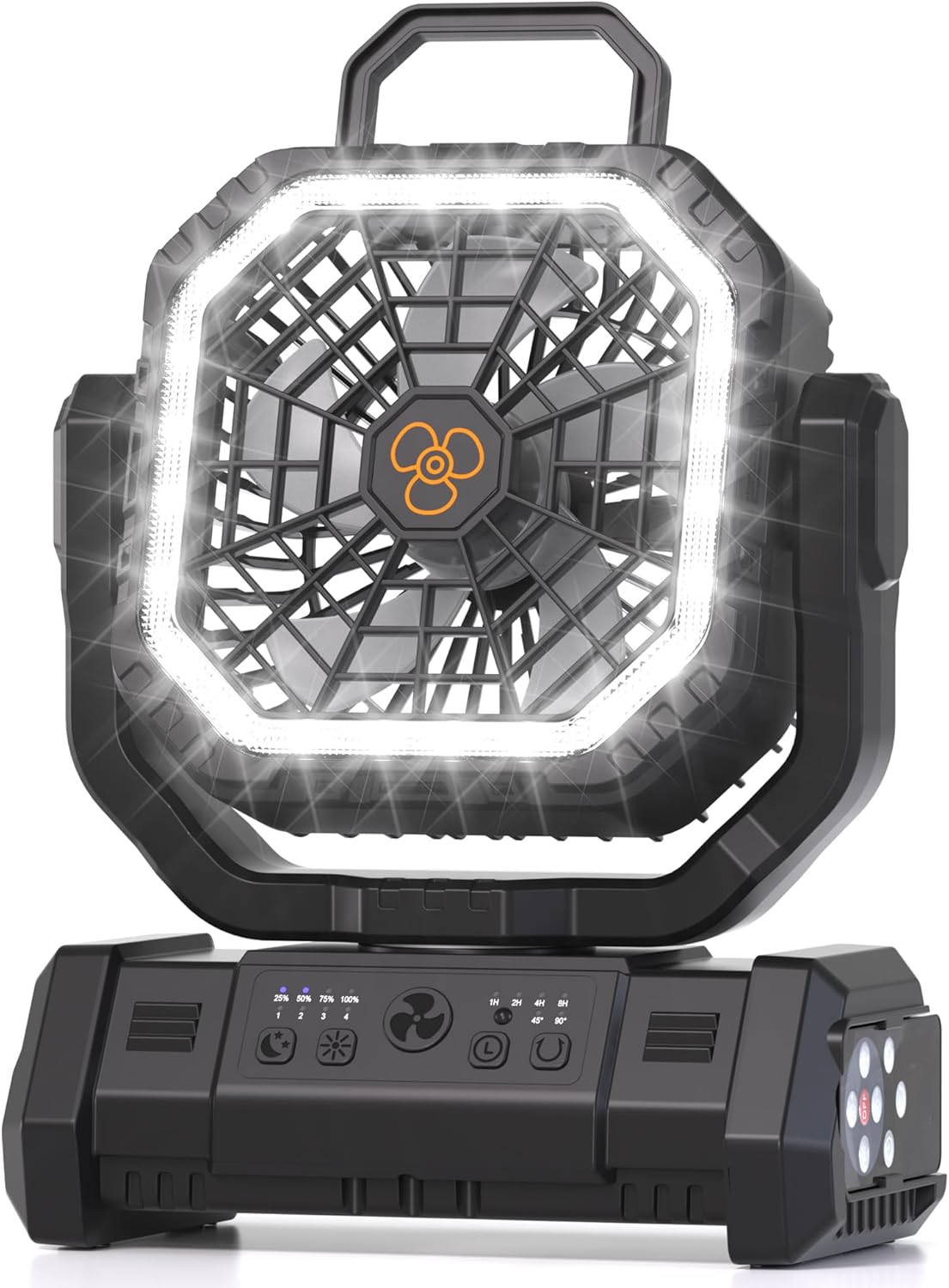 USB-C Rechargeable Outdoor Camping Fan 20000mAh, LED Light & Remote Timer Hanging Tent Fan