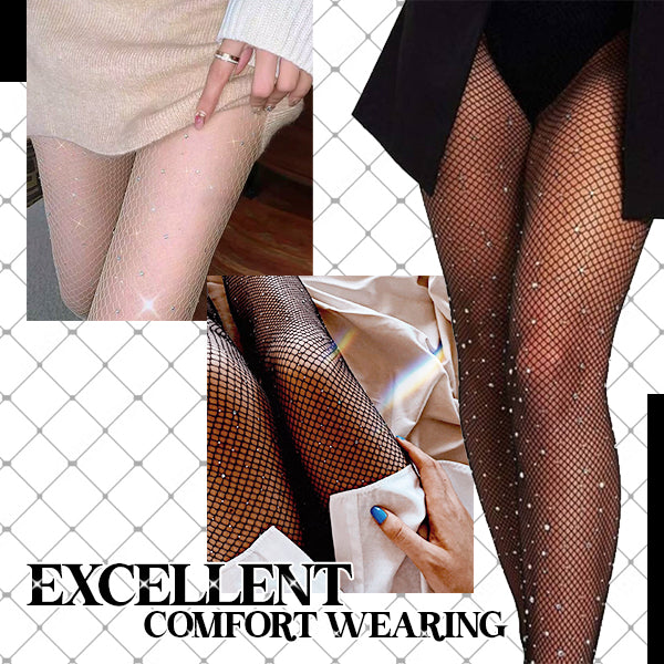 🔥Hottest items this month - Rhinestone Glitter Fishnet Tights - naotstore