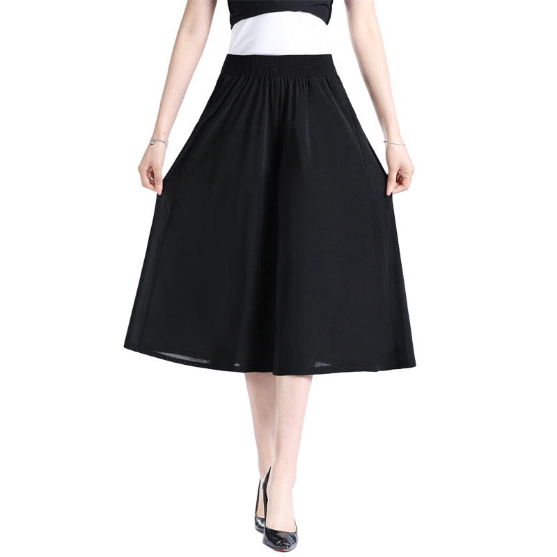 🔥Last day! 💥Special sale - Women's High Elastic Waist Pleated Chiffon Wide Leg Culottes - naotstore