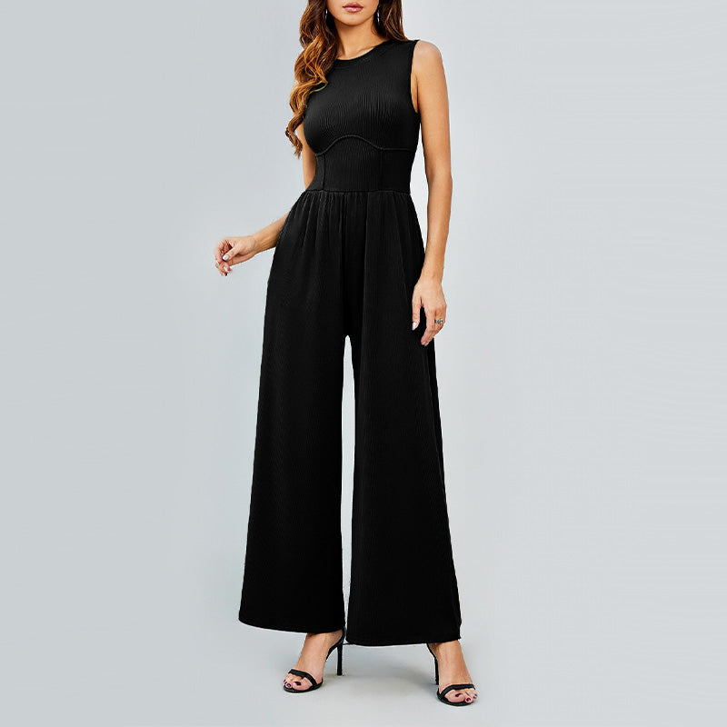 🔥Hottest items this month - Women’s Solid Sleeveless Wide Leg Jumpsuit - naotstore