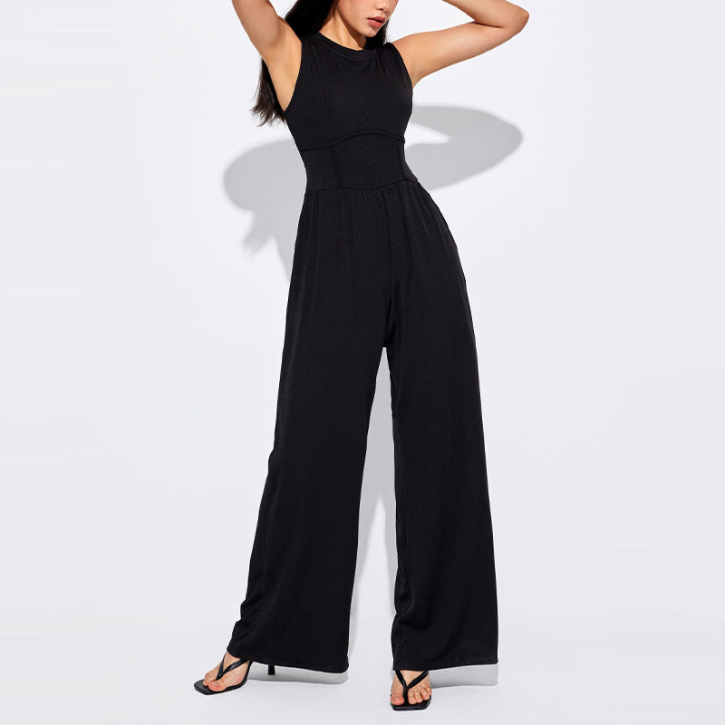 🔥Hottest items this month - Women’s Solid Sleeveless Wide Leg Jumpsuit - naotstore