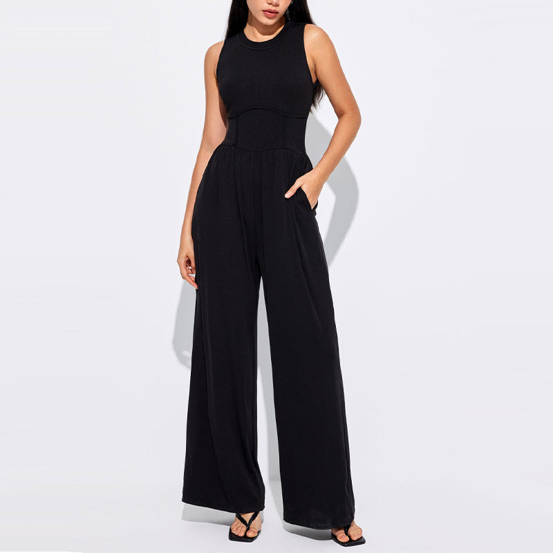 🔥Hottest items this month - Women’s Solid Sleeveless Wide Leg Jumpsuit - naotstore