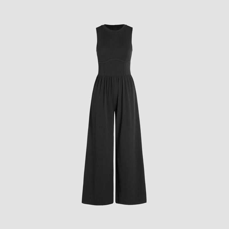 🔥Hottest items this month - Women’s Solid Sleeveless Wide Leg Jumpsuit - naotstore