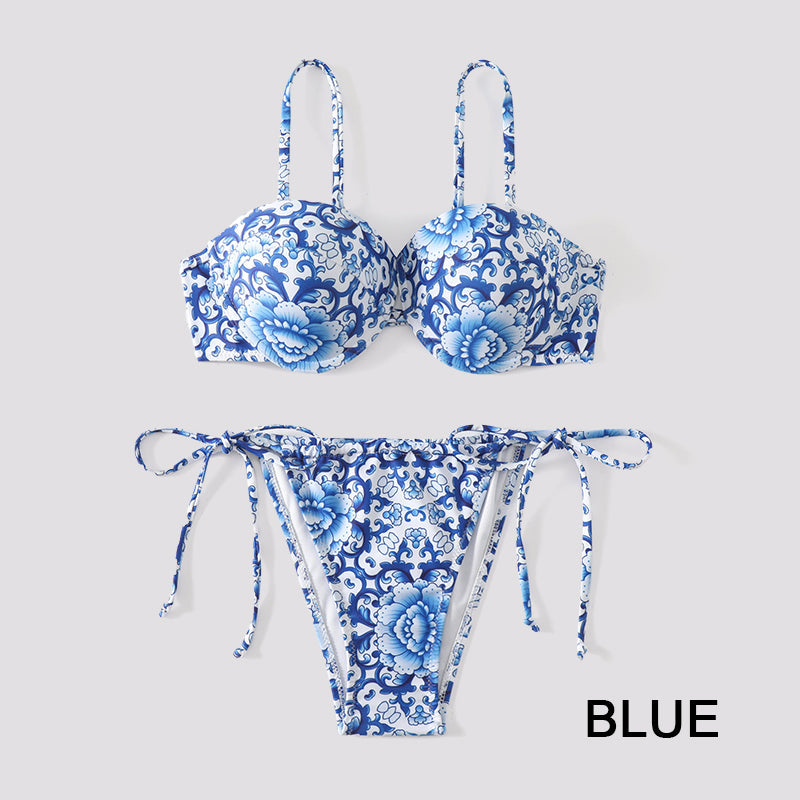 💥Hot recommendations - Blue and white porcelain printed women's swimsuit set - naotstore